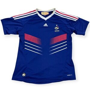 Vintage Adidas France National Team Soccer Jersey 2009 Men's Large Blue Y2K